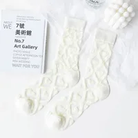 Women's Casual Round Dots Stripe Cherry Nylon Cotton Jacquard Crew Socks A Pair sku image 3