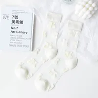 Women's Casual Round Dots Stripe Cherry Nylon Cotton Jacquard Crew Socks A Pair sku image 4