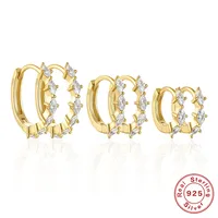 Fashion Geometric Sterling Silver Inlay Zircon Hoop Earrings 1 Pair main image 1