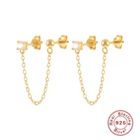 1 Pair 925 Sterling Silver Zircon Geometric Ear Studs sku image 1