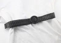 New Korean Style Cotton And Linen Style Woven Belt Women's Round Wooden Buckle Dress Long Shirt Decorative Belt sku image 2