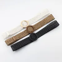 New Korean Style Cotton And Linen Style Woven Belt Women's Round Wooden Buckle Dress Long Shirt Decorative Belt main image 5