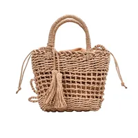 Women's Small Spring&summer Straw Solid Color Vacation Bucket String Straw Bag main image 5