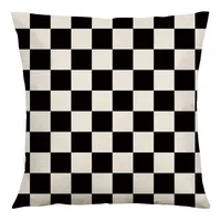 Simple Everyday Color Block Printed Linen Throw Pillow Cover main image 4
