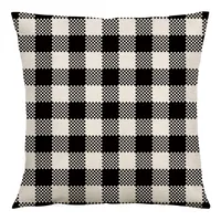 Simple Everyday Color Block Printed Linen Throw Pillow Cover main image 1