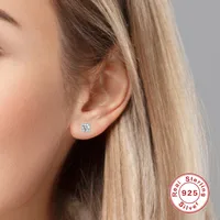 1 Pair Sweet Geometric Sterling Silver Plating Moissanite Ear Studs main image 2