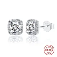 1 Pair Sweet Geometric Sterling Silver Plating Moissanite Ear Studs main image 1