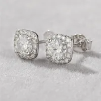 1 Pair Sweet Geometric Sterling Silver Plating Moissanite Ear Studs main image 4