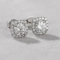1 Pair Sweet Geometric Sterling Silver Plating Moissanite Ear Studs main image 5