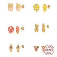 1 Pair 925 Sterling Silver Artificial Gemstones Fruit Ear Studs main image 1