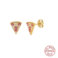 1 Pair 925 Sterling Silver Artificial Gemstones Fruit Ear Studs main image 3