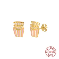 1 Pair 925 Sterling Silver Artificial Gemstones Fruit Ear Studs sku image 6