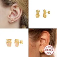 1 Pair 925 Sterling Silver Artificial Gemstones Fruit Ear Studs main image 5