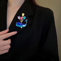 Fashion Dolphin Alloy Inlay Zircon Women's Brooches main image 3