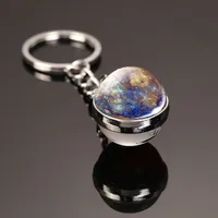 Fashion Planet Alloy Glass Unisex Bag Pendant Keychain sku image 2