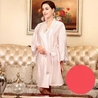 Cross-border Pajamas Women's Spring And Summer Silk Ice Silk Robe Foreigners Plus Size Bathrobe Morning Gowns Ladies Summer Loungewear sku image 3