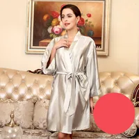 Cross-border Pajamas Women's Spring And Summer Silk Ice Silk Robe Foreigners Plus Size Bathrobe Morning Gowns Ladies Summer Loungewear sku image 6