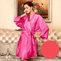 Cross-border Pajamas Women's Spring And Summer Silk Ice Silk Robe Foreigners Plus Size Bathrobe Morning Gowns Ladies Summer Loungewear sku image 7