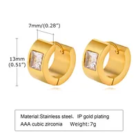 Wholesale Jewelry IG Style Solid Color 201 Stainless Steel Zircon 18K Gold Plated Bracelets Earrings Necklace Cuban Link Chain Curb Chain Cable Chain sku image 2