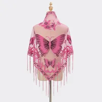 New Tassel Triangle Scarf Solid Color Hollow Lace Butterfly Embroidered Triangle Shawl Scarf For Women main image 3