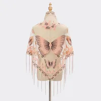 New Tassel Triangle Scarf Solid Color Hollow Lace Butterfly Embroidered Triangle Shawl Scarf For Women sku image 11