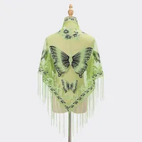 New Tassel Triangle Scarf Solid Color Hollow Lace Butterfly Embroidered Triangle Shawl Scarf For Women sku image 13