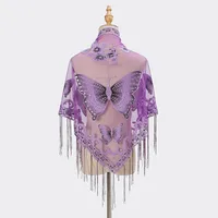 New Tassel Triangle Scarf Solid Color Hollow Lace Butterfly Embroidered Triangle Shawl Scarf For Women sku image 20