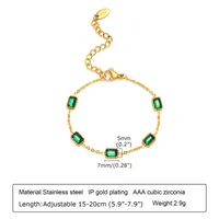 IG Style Square 201 Stainless Steel Inlay Zircon 18K Gold Plated St. Patrick Women's Bracelets Earrings Necklace sku image 8