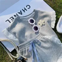 Fashion Solid Color Cotton Spandex Polyester Girls Clothing Sets main image 2