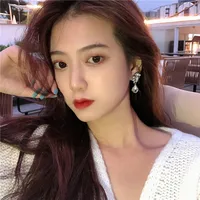 Wholesale Jewelry 1 Pair Simple Style Water Droplets Alloy Rhinestones Drop Earrings main image 4