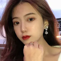 Wholesale Jewelry 1 Pair Simple Style Water Droplets Alloy Rhinestones Drop Earrings main image 5