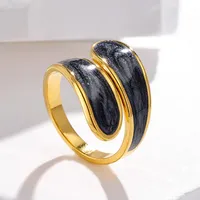 Fashion Color Block Stainless Steel Plating Open Ring main image 4