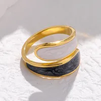 Fashion Color Block Stainless Steel Plating Open Ring main image 3