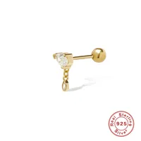 1 Piece Simple Style Solid Color Plating Sterling Silver Zircon Gold Plated Ear Studs sku image 2