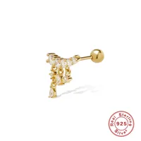 1 Piece Simple Style Solid Color Plating Sterling Silver Zircon Gold Plated Ear Studs sku image 1