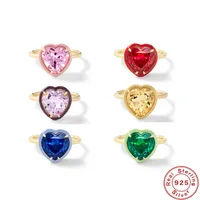 925 Sterling Silver Artificial Gemstones Heart Shape Open Ring main image 5