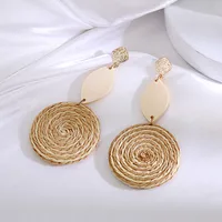 1 Pair Vacation Round Rattan Handmade Women's Drop Earrings main image 1