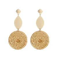 1 Pair Vacation Round Rattan Handmade Women's Drop Earrings sku image 1