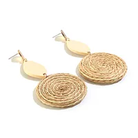 1 Pair Vacation Round Rattan Handmade Women's Drop Earrings main image 3