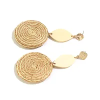 1 Pair Vacation Round Rattan Handmade Women's Drop Earrings main image 4