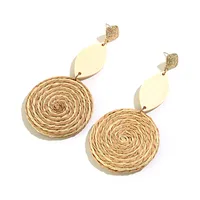 1 Pair Vacation Round Rattan Handmade Women's Drop Earrings main image 5