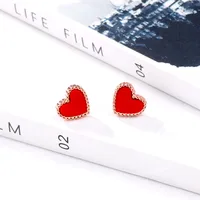 1 Pair Fashion Heart Shape Titanium Steel Plating Ear Studs sku image 3