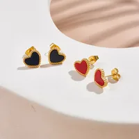 1 Pair Fashion Heart Shape Titanium Steel Plating Ear Studs main image 1