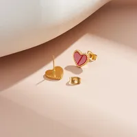 1 Pair Fashion Heart Shape Titanium Steel Plating Ear Studs main image 2