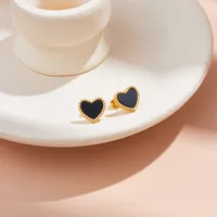 1 Pair Fashion Heart Shape Titanium Steel Plating Ear Studs main image 5
