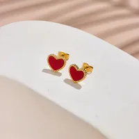 1 Pair Fashion Heart Shape Titanium Steel Plating Ear Studs main image 4