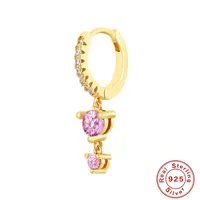1 Piece 925 Sterling Silver Zircon Geometric Drop Earrings sku image 9