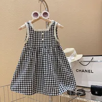 Casual Plaid Cotton Girls Dresses sku image 1