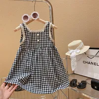 Casual Plaid Cotton Girls Dresses main image 4