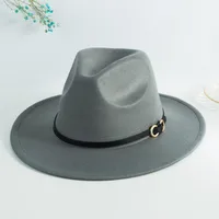 Unisex Casual Vintage Style Simple Style Solid Color Belt Buckle Big Eaves Flat Eaves Fedora Hat sku image 4